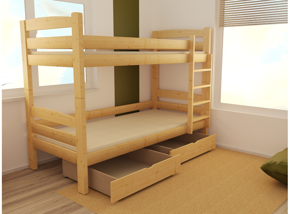 Detská poschodová posteľ z MASÍVU 180x80cm so zásuvkou - PP019