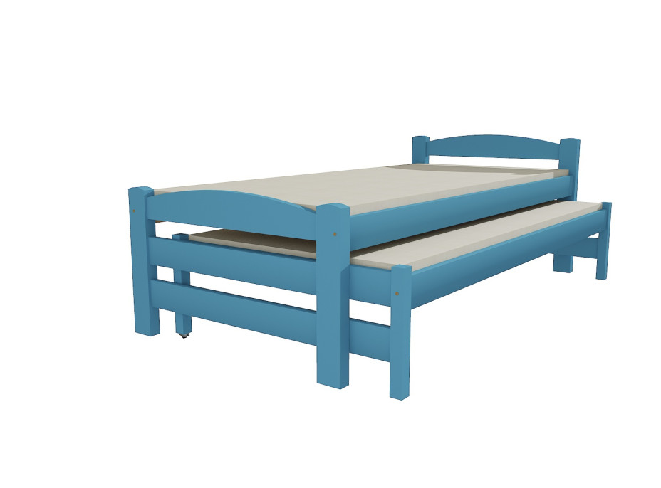 Detská posteľ s výsuvnou prístelkou z MASÍVU 200x90cm so zásuvkou - DPV025