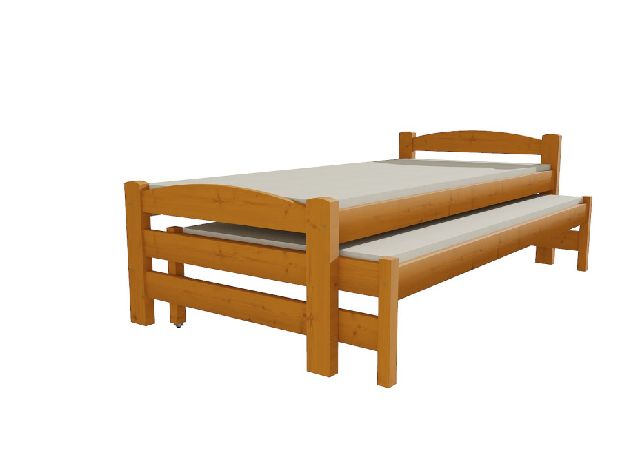 Detská posteľ s výsuvnou prístelkou z MASÍVU 200x90cm so zásuvkou - DPV025