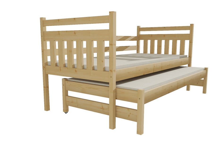 Detská posteľ s výsuvnou prístelkou z MASÍVU 200x90cm bez šuplíku - DPV029