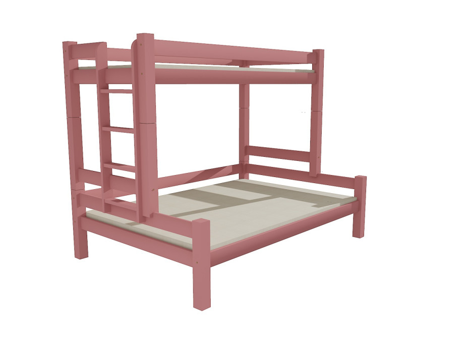 Detská poschodová posteľ s rozšíreným spodným lôžkom z masívu ROBUST 8X8 6B - 200x90 / 120 cm