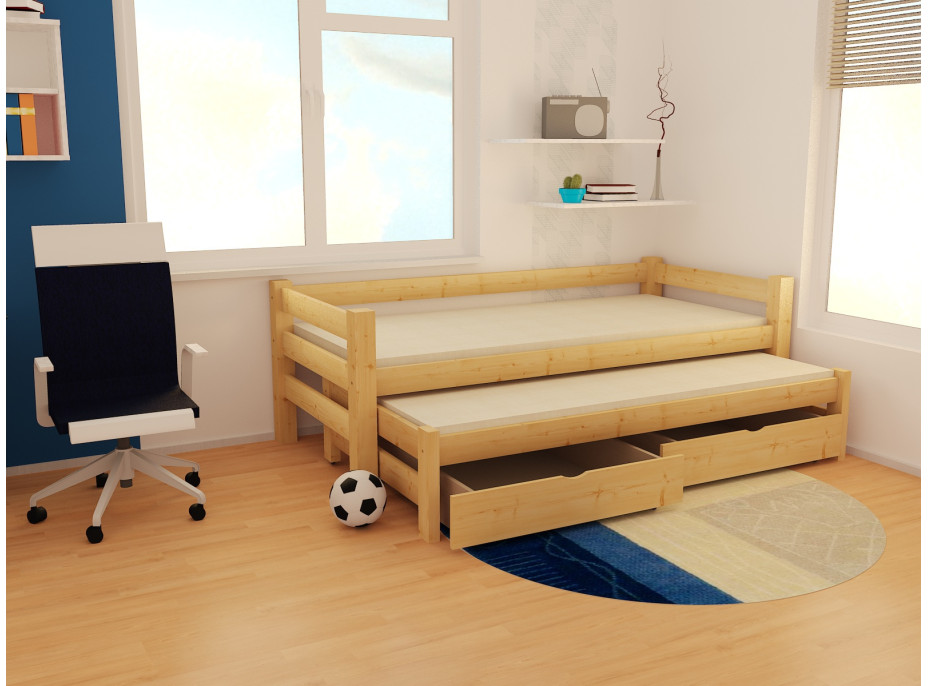 Detská posteľ s výsuvnou prístelkou z masívu ROBUST 8X8 7A - 200x90 cm