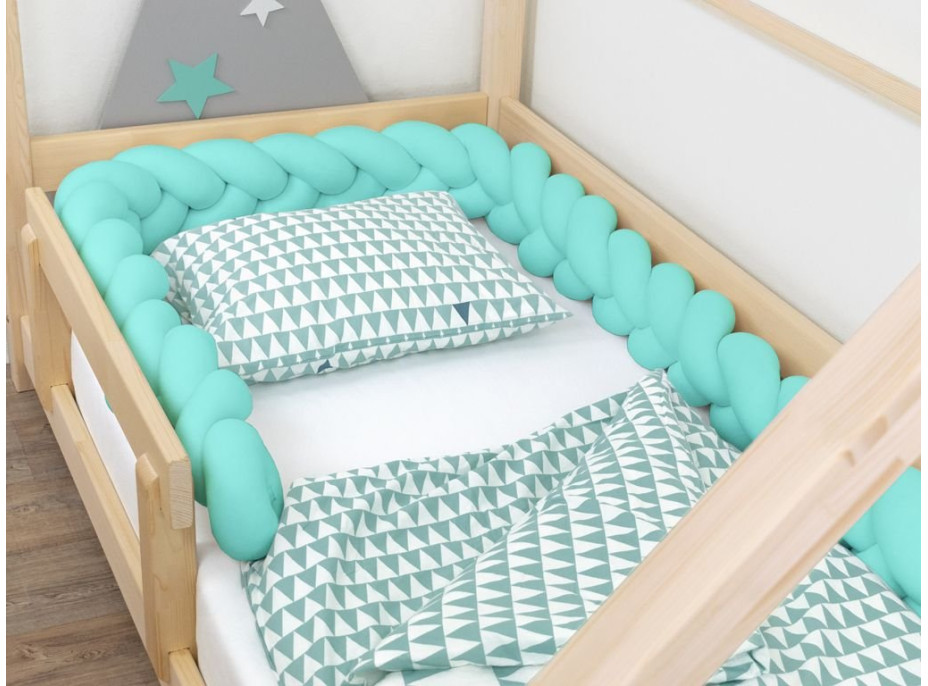 Chránič na detskú posteľ pletený do vrkoča JERSEY - mint