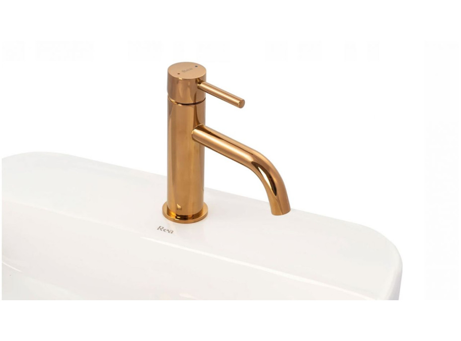 Umývadlová batéria MAXMAX Rea LUNGO - nízka - rose gold