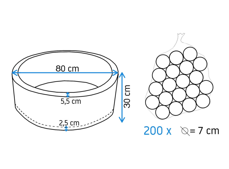 Detský molitanový bazénik BLUE CAPITAN (guličky ZADARMO) 80x30 cm