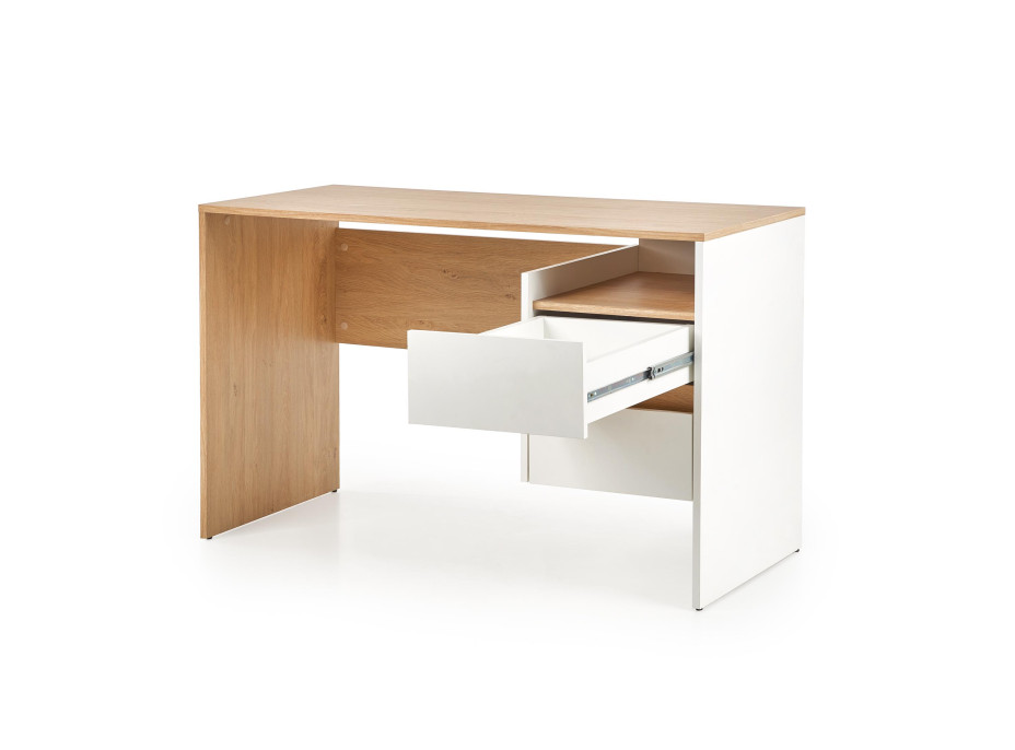 Písací stôl FEEBEE so zásuvkami - biely / dub zlatý