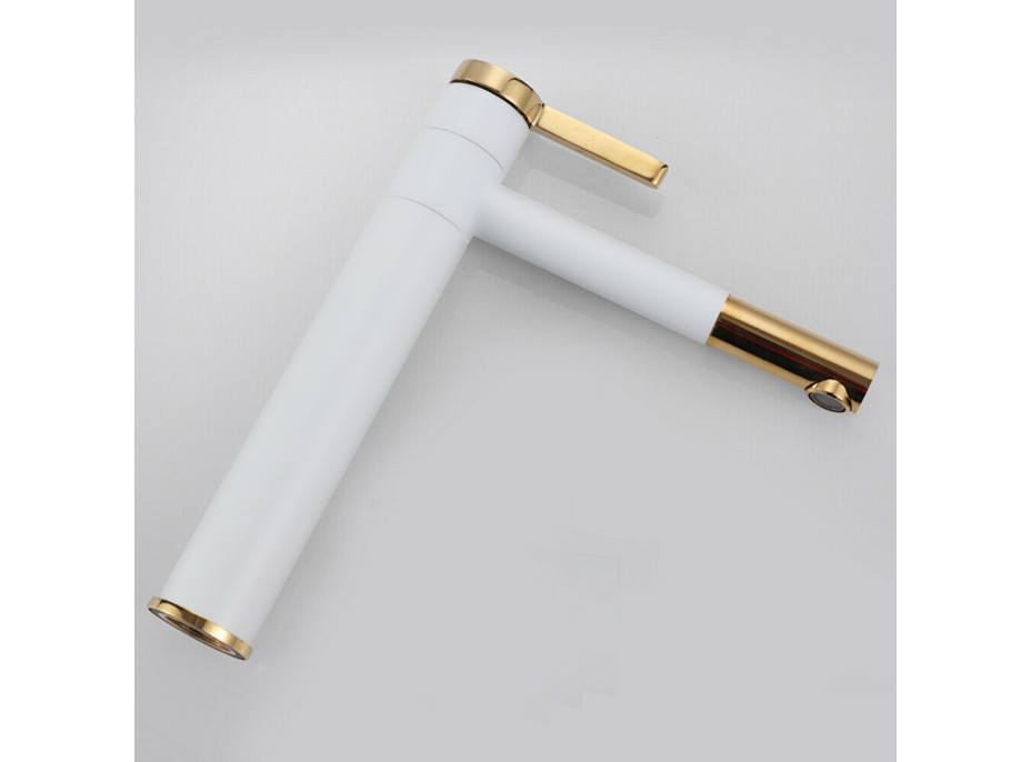 Umývadlová batéria MAXMAX Rea SMART - vysoká - bielo / zlatá