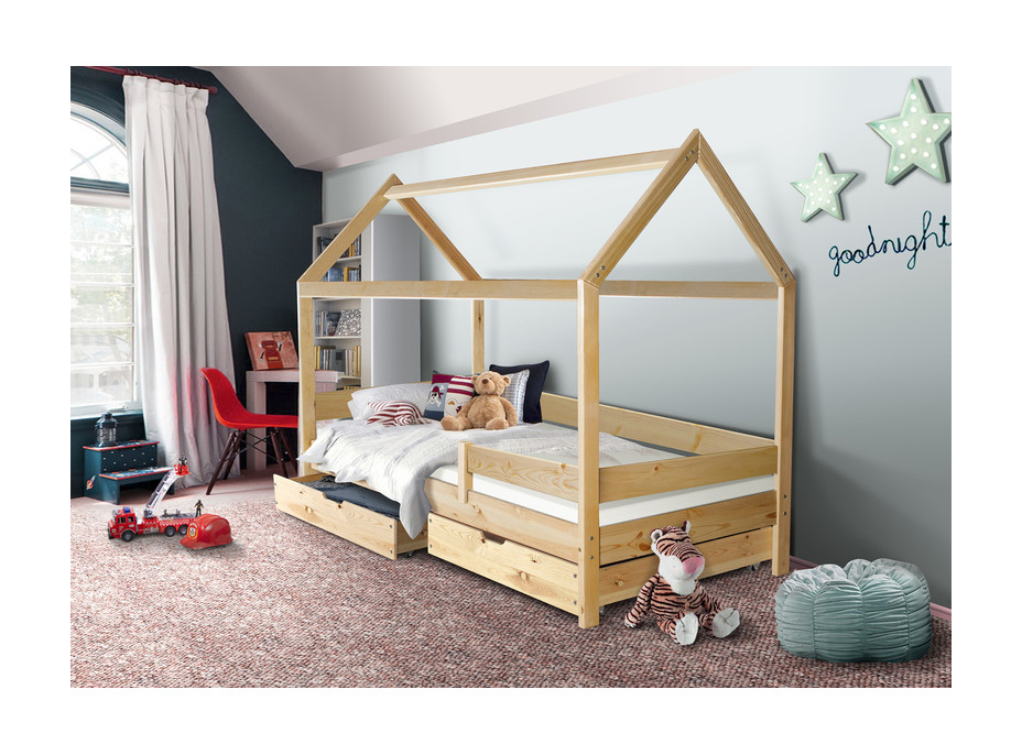 Detská domčeková posteľ KIDS - prírodná 200x90 cm