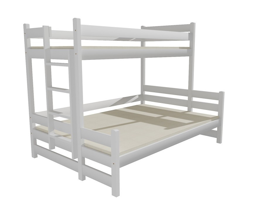 Detská poschodová posteľ s rozšíreným spodným lôžkom z MASÍVU 200x90cm bez šuplíku - PPS003