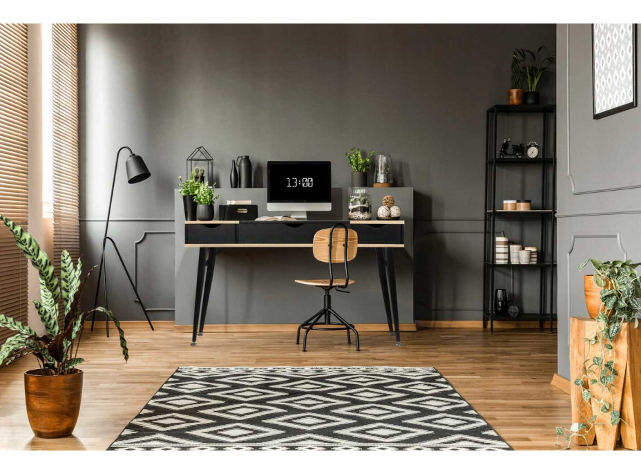 Písací stôl LOFT so zásuvkami - dub sonoma / čierna