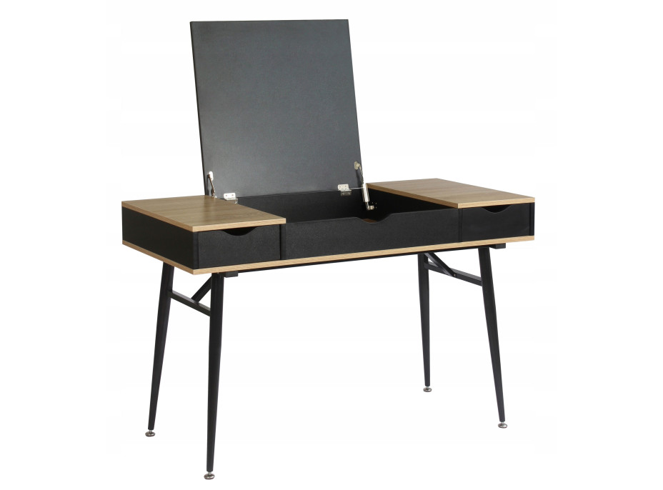 Písací stôl LOFT so zásuvkami - dub sonoma / čierna