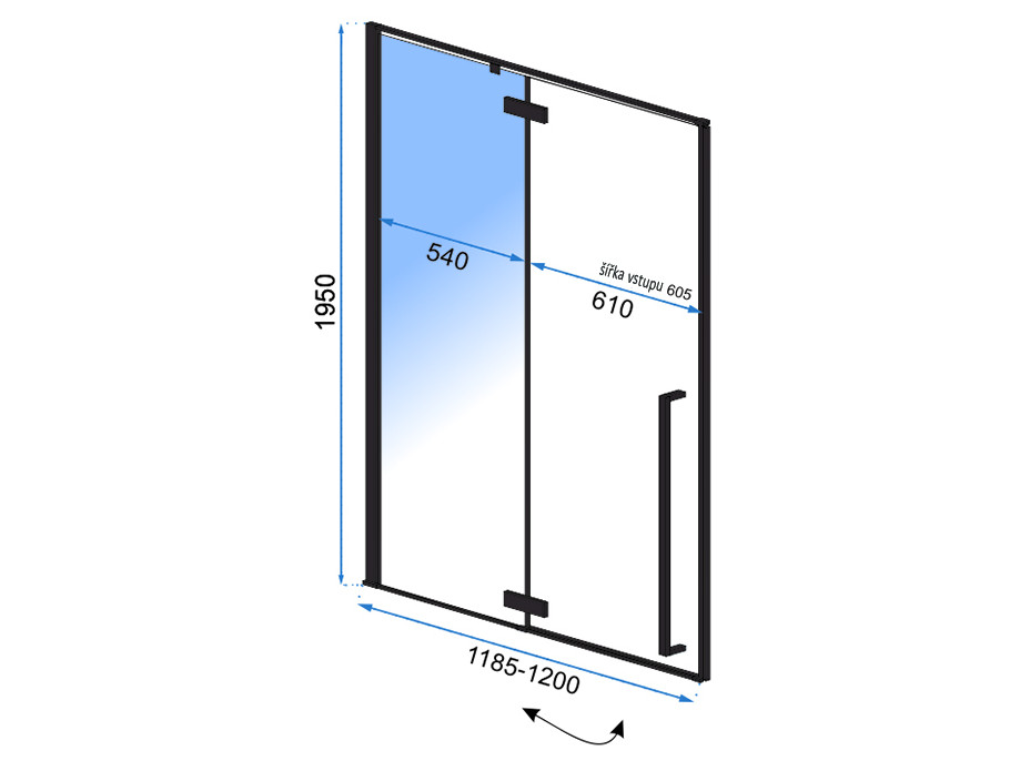 Sprchové dvere MAXMAX Rea FARGO BLACK 120 cm