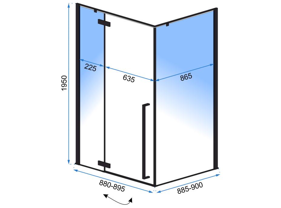 Sprchovací kút MAXMAX Rea Fargo Black 90x90 cm