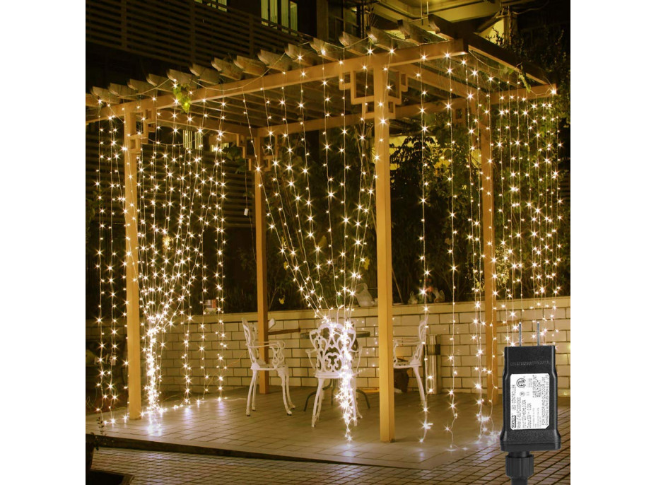Vianočný svietiaci 300 LED záves 3x3m