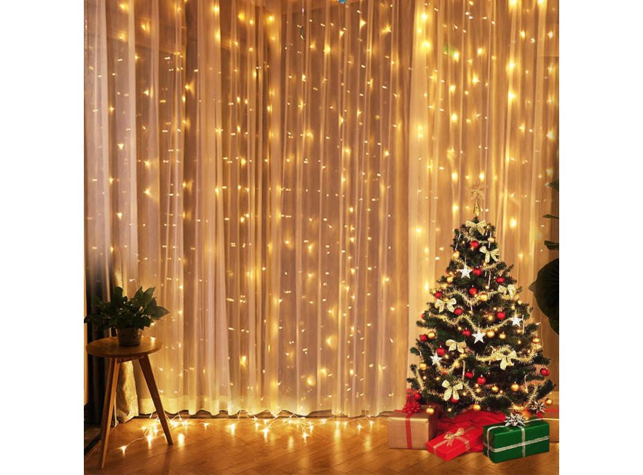 Vianočný svietiaci 300 LED záves 3x3m