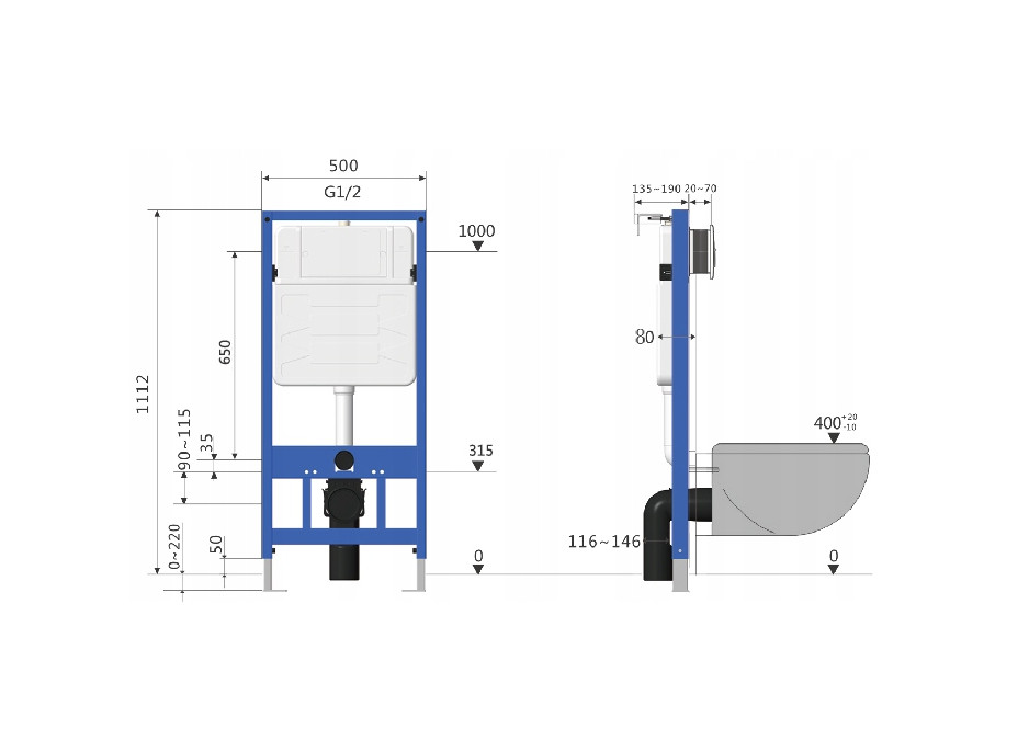 WC modul Mexen Fenix slim pre závesné WC, 60100