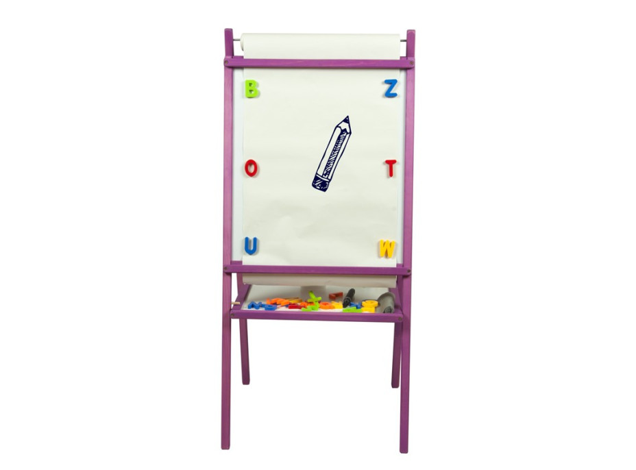 Detská magnetická a kriedová tabuľa s príslušenstvom - fialová