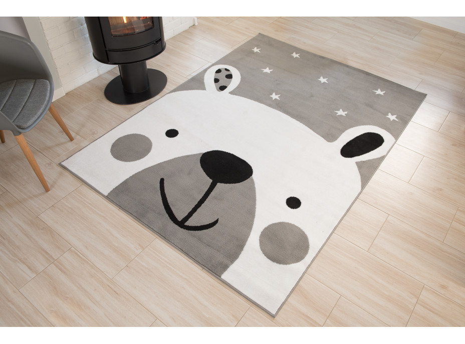 Detský koberec PASTEL ľadový medvedík - sivý - 80x150 cm