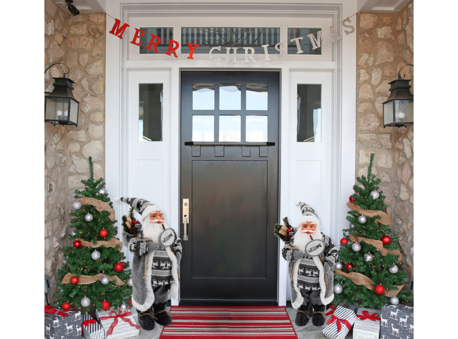 Vianočné dekoratívne figúrka Santa Claus - šedý - 83 cm