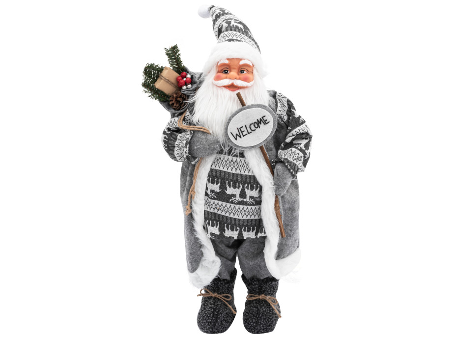 Vianočné dekoratívne figúrka Santa Claus - šedý - 83 cm