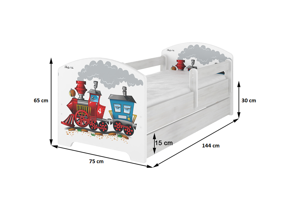 NA SKLADE: Detská posteľ HNEDÝ MACKO bez šuplíka 140x70 cm + 2x krátka zábrana