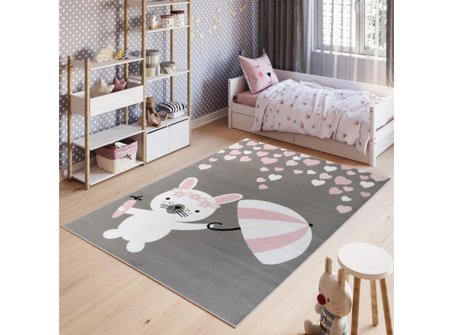 Detský koberec PASTEL králiček - sivý - 120x170 cm