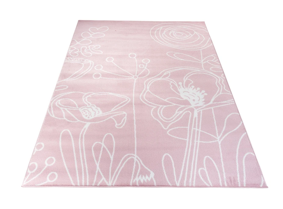 Detský koberec PASTEL kvety - ružový - 120x170 cm
