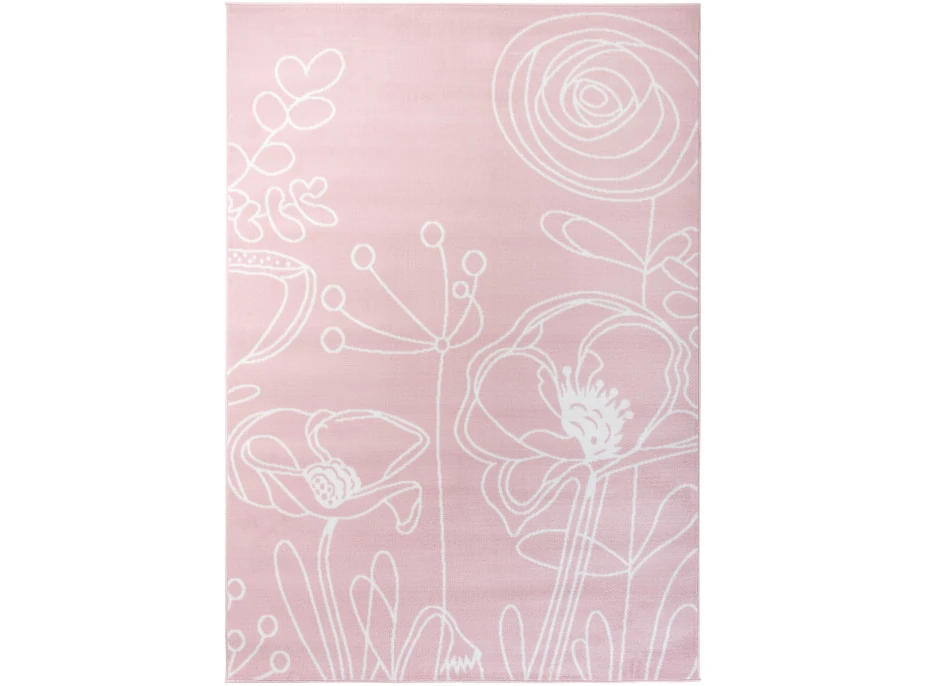 Detský koberec PASTEL kvety - ružový - 120x170 cm