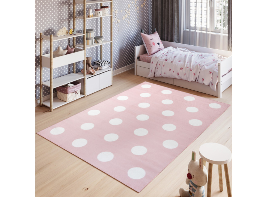 Detský koberec PASTEL bodkami - ružový - 120x170 cm