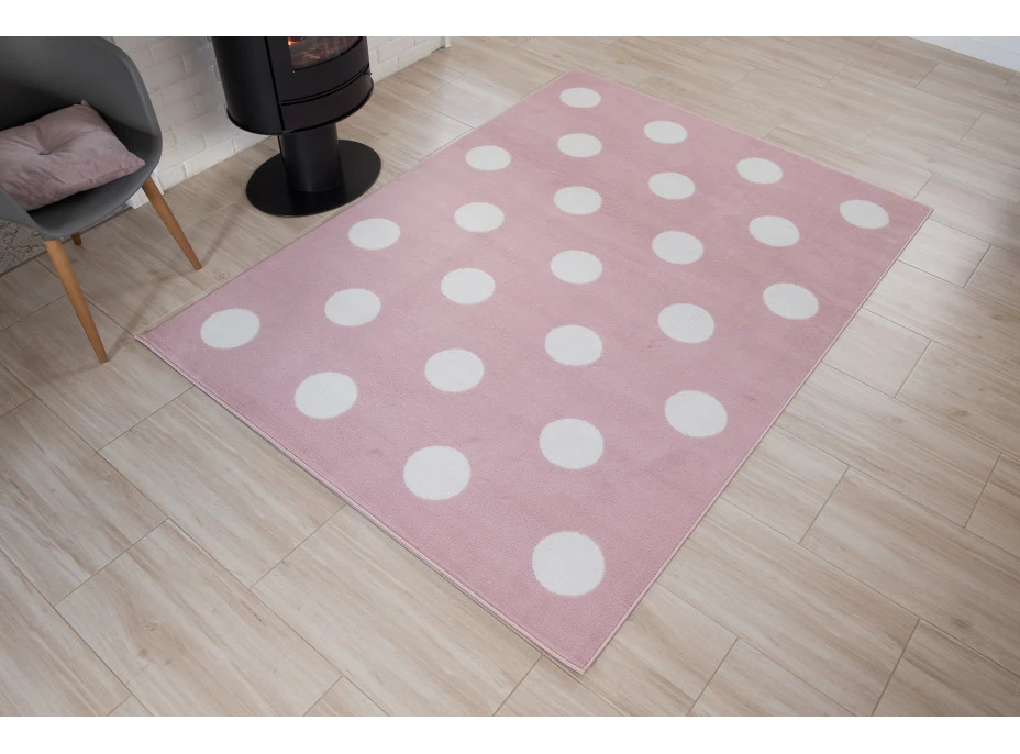 Detský koberec PASTEL bodkami - ružový - 140x200 cm