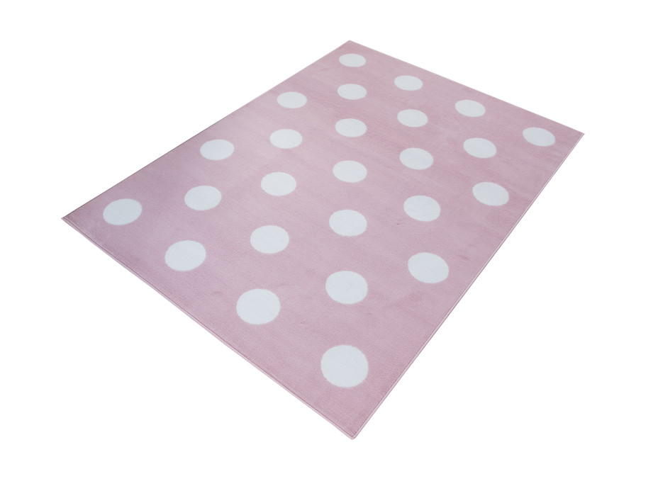 Detský koberec PASTEL bodkami - ružový - 140x200 cm
