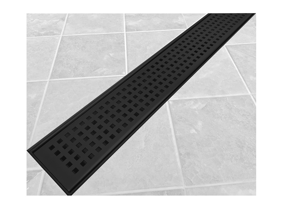 Odtokový sprchovací žľab SQUARES BLACK - čierny