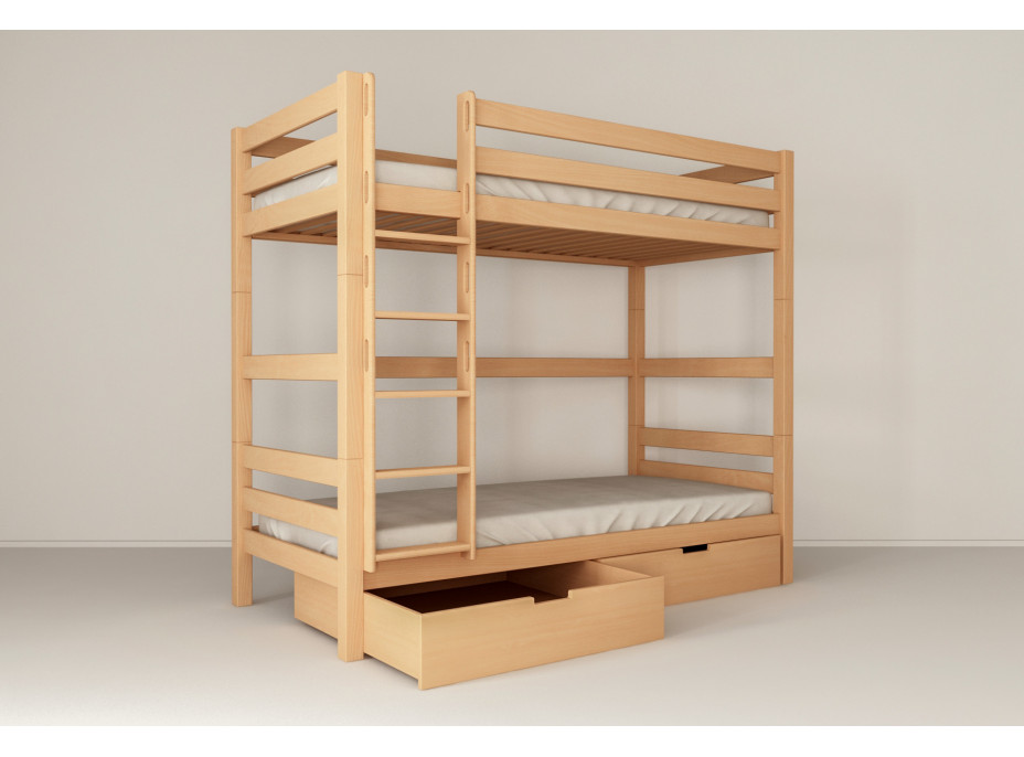 Detská poschodová posteľ z MASÍVU BUK - DANIEL 200x90cm - prírodná