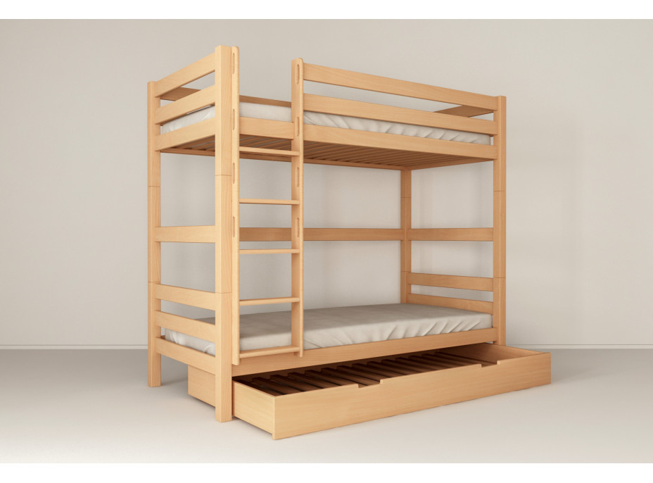 Detská poschodová posteľ z MASÍVU BUK - DANIEL 200x90cm - prírodná