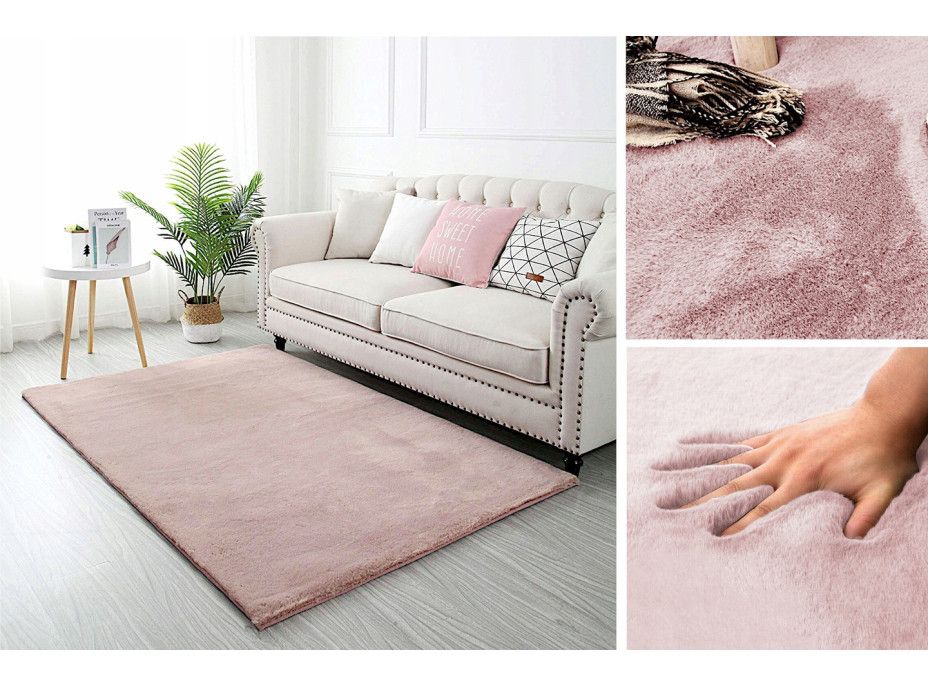 Kusový koberec RABBIT - ružový - imitácia králičie kožušiny