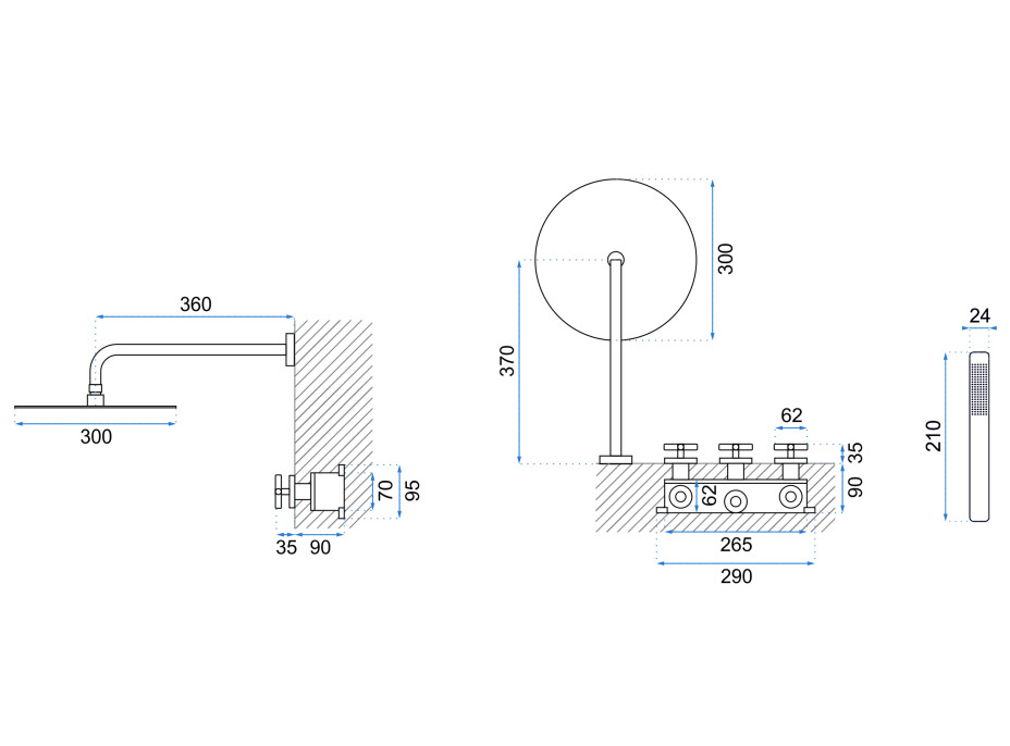 Sprchová podomietková súprava EXIT - zlatá