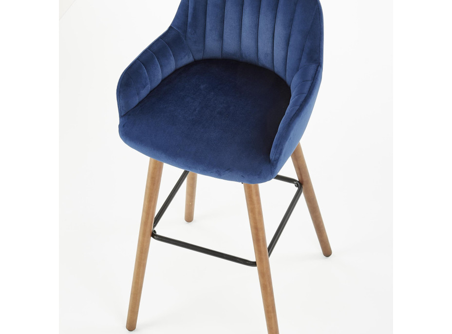 Barová stolička GLAMOUR - modrá / orech