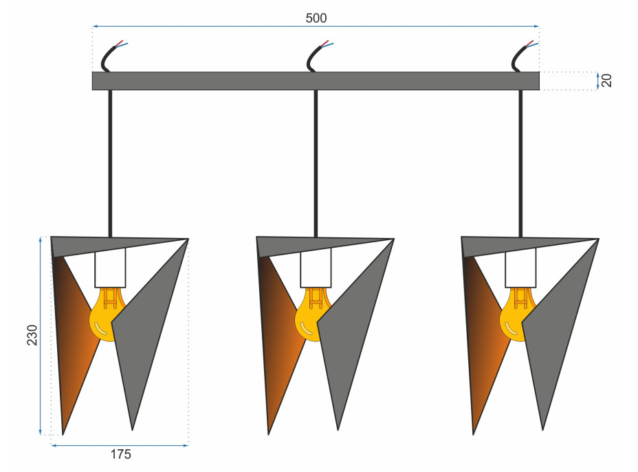 Stropné svietidlo LOFT 3x 3D TRIANGL