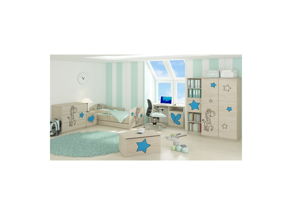 Detská stena do izby - ŽIRAFA - modrá