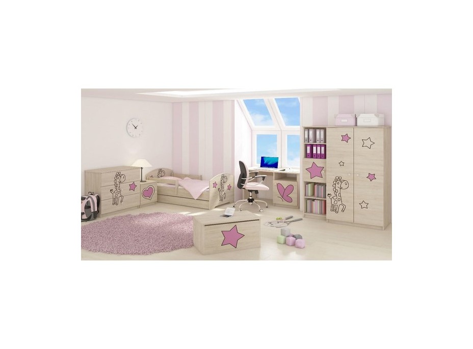 Detská stena do izby - ŽIRAFA - ružová