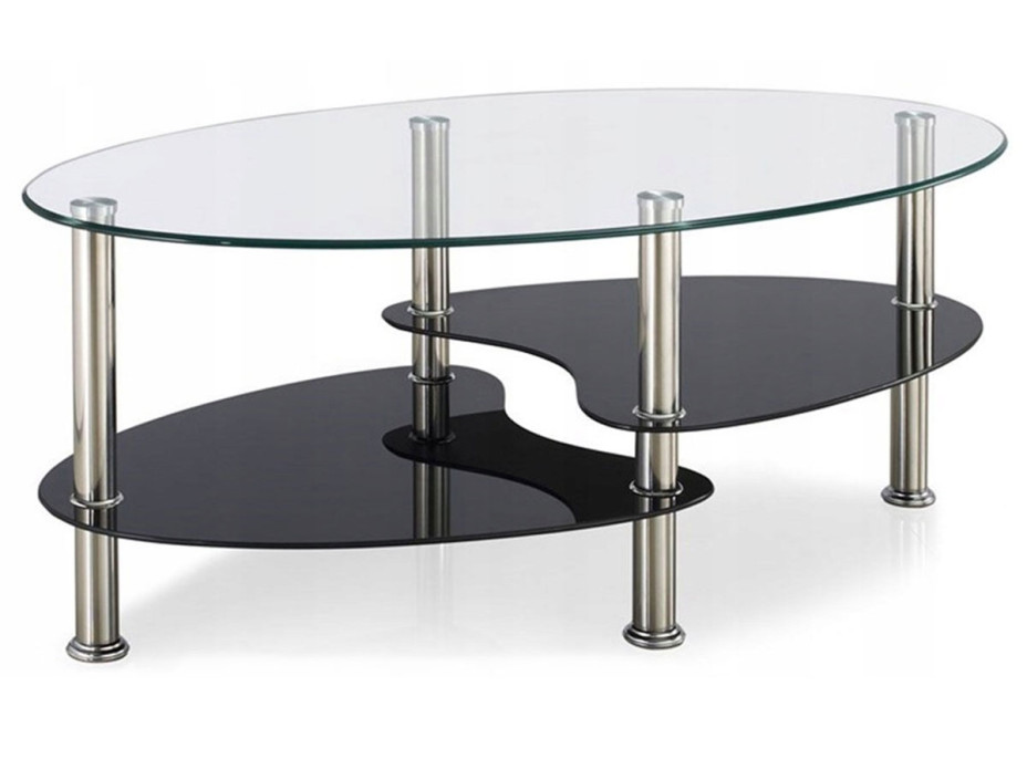 Konferenčný stolík GLASS 90x60 cm - sklo / kov - číry / čierny