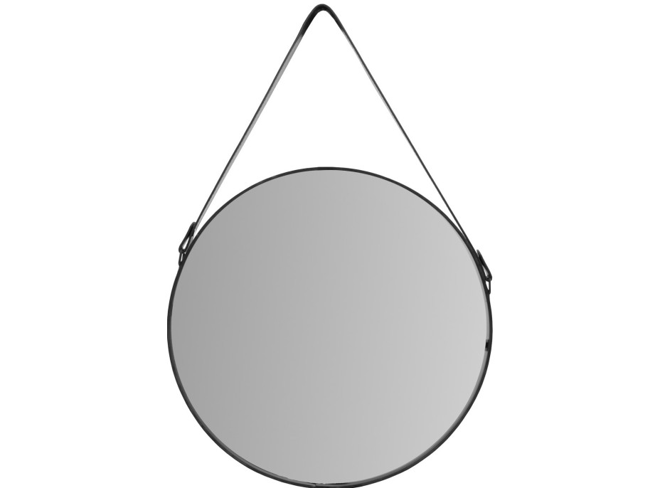 Okrúhle zrkadlo na pásku LOFT 50 cm - čierne