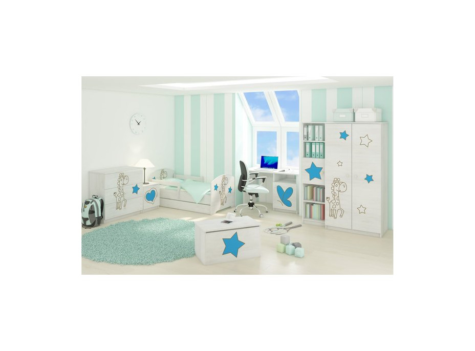 Detská stena do izby - ŽIRAFA - modrá