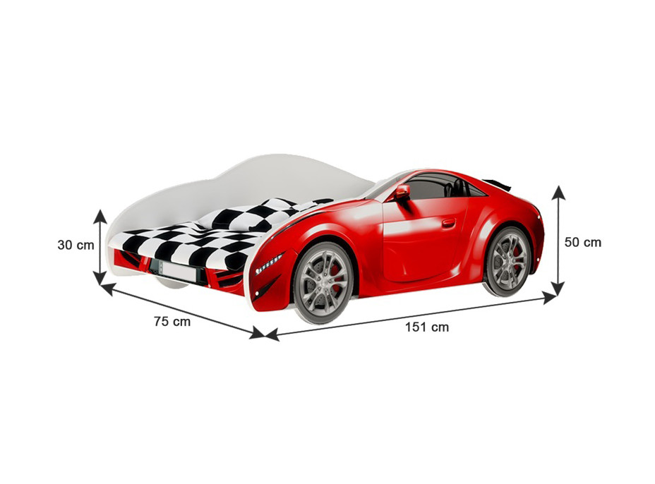 Detská autoposteľ S-CAR 140x70 cm - zelená