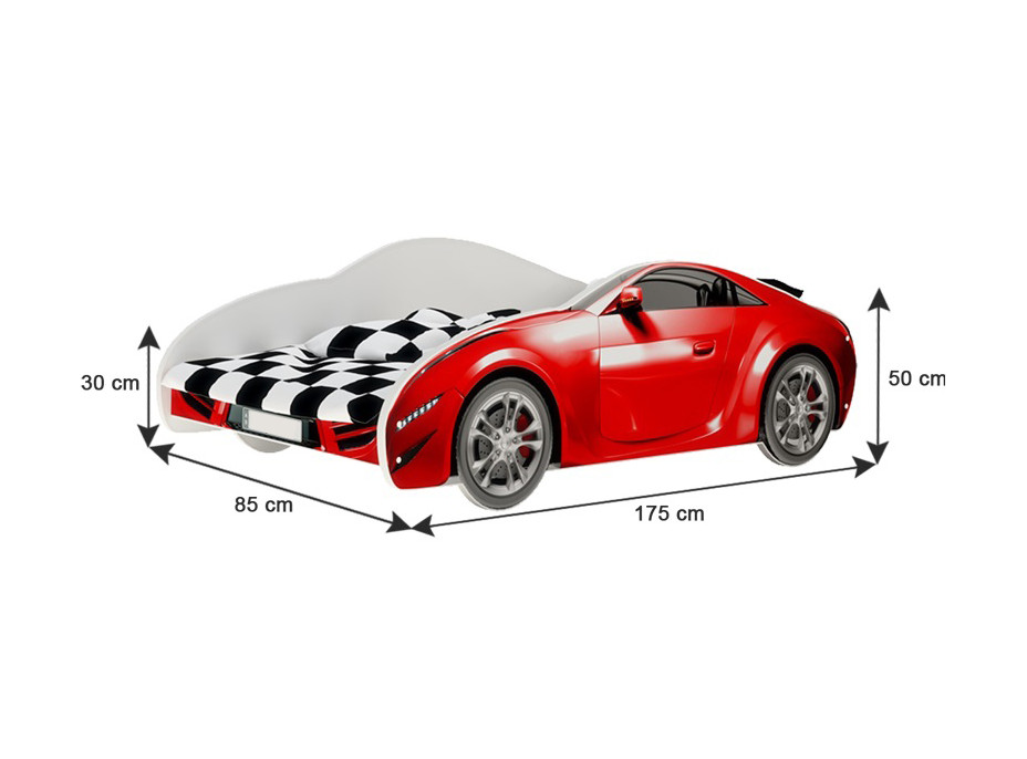 Detská autoposteľ S-CAR 160x80 cm - zelená