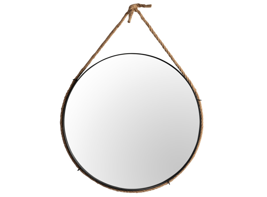 Okrúhle zrkadlo na povrazu LOFT 60 cm - čierne
