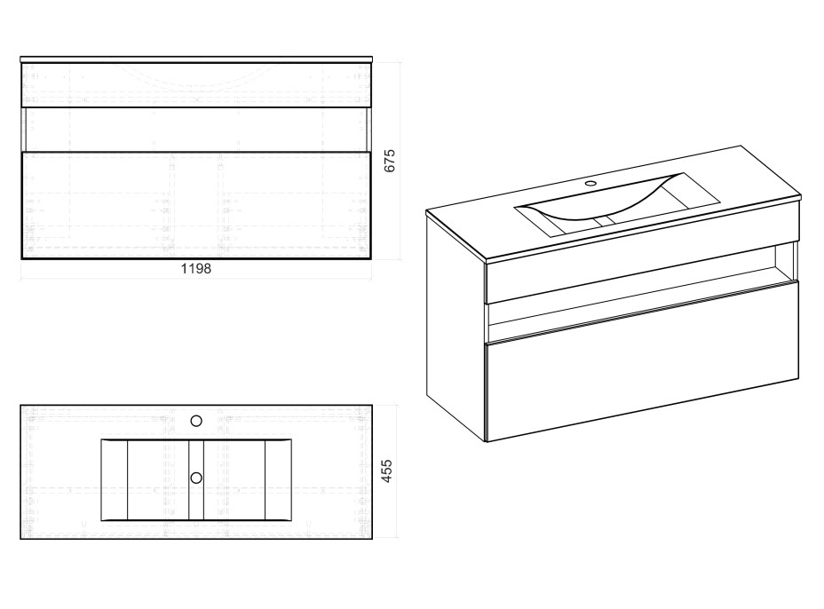 Kúpeľňová závesná skrinka pod umývadlo HAVANA biela 120 cm s LED osvetlením