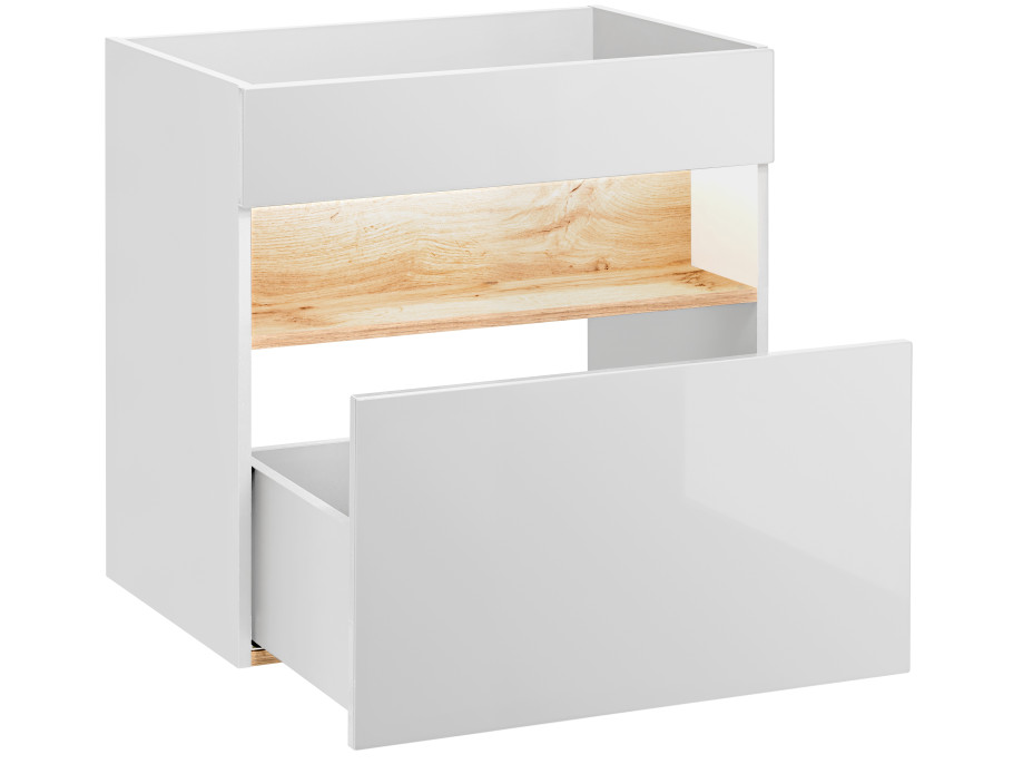 Kúpeľňová závesná skrinka pod umývadlo HAVANA biela 60 cm s LED osvetlením