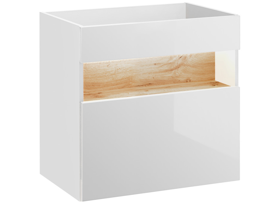 Kúpeľňová závesná skrinka pod umývadlo HAVANA biela 60 cm s LED osvetlením