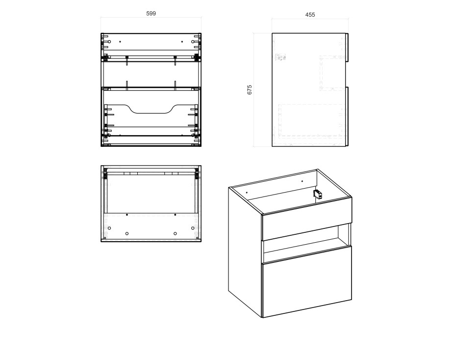 Kúpeľňová závesná skrinka pod umývadlo HAVANA biela 60 cm s LED osvetlením
